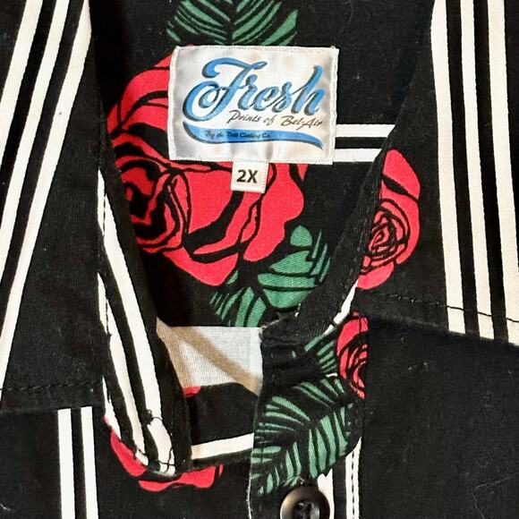 Fresh Prints of Bel-Air Men's Rose Shirt 2XL Button Front Striped Western Retro - Picture 3 of 8